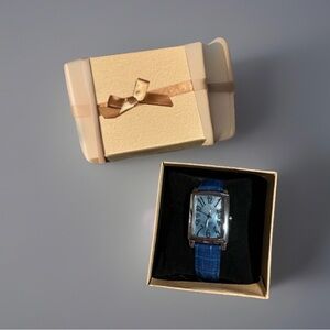 Pastorelli Womens Tank Style Watch Silver Tone Case Mother Of Pearl Dial Works